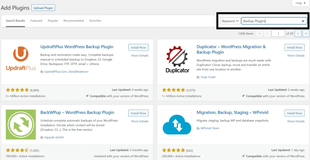 Backup Plugins