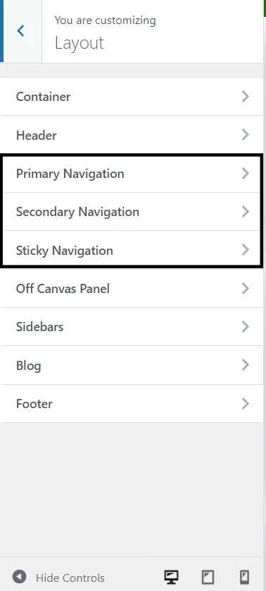 GeneratePress navigation system