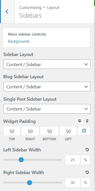 sidebar position