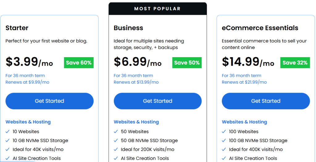 bluehost hosting plan details