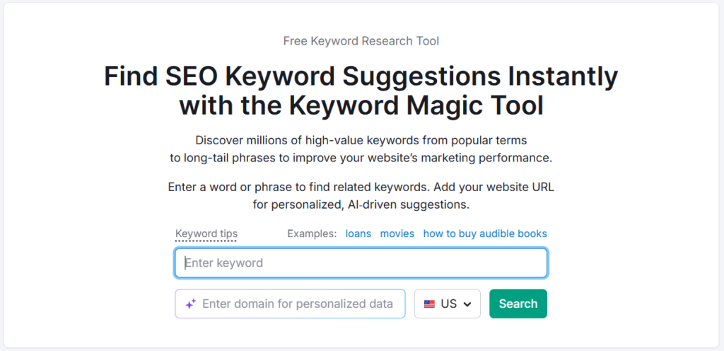 SEMrush Keyword Magic Tool