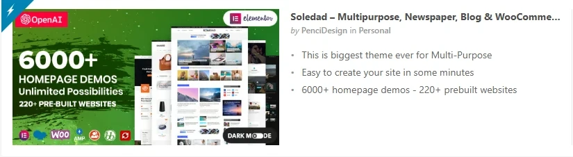 Soledad – Multipurpose, Newspaper, Blog & WooCommerce WordPress Theme