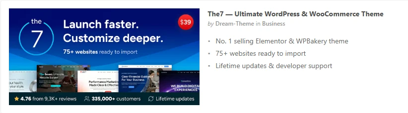 The7 — Best for Elementor Power Users