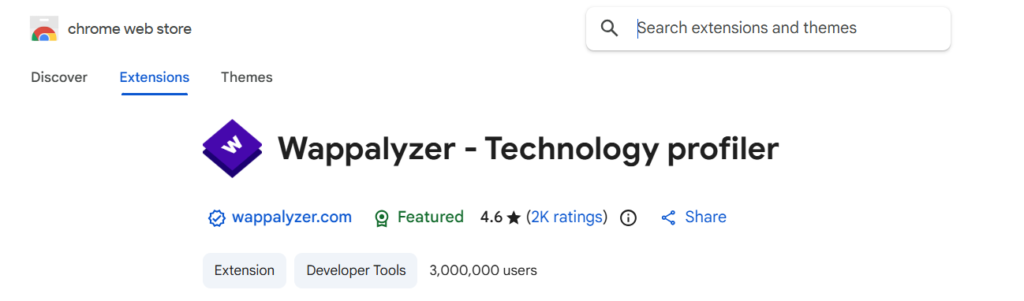 wappalyzer extension