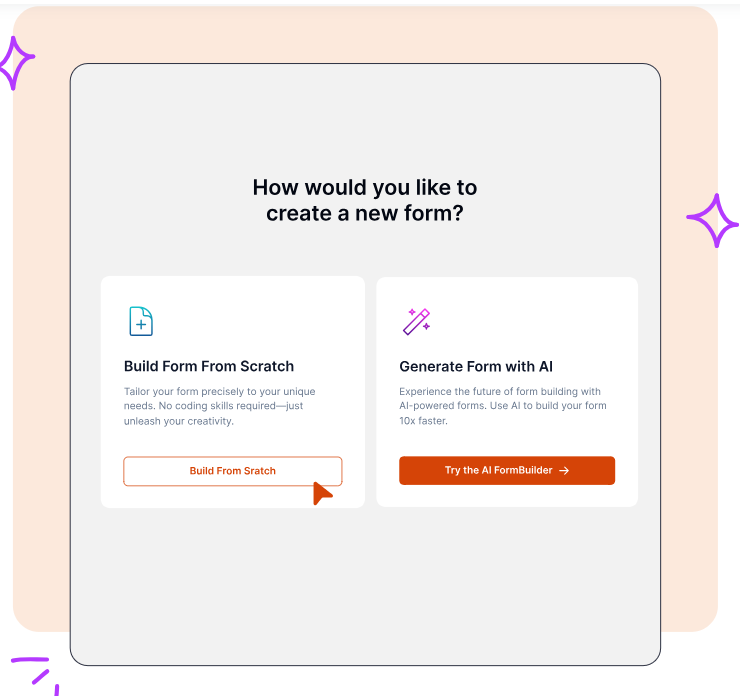 SureForms AI form builder interface