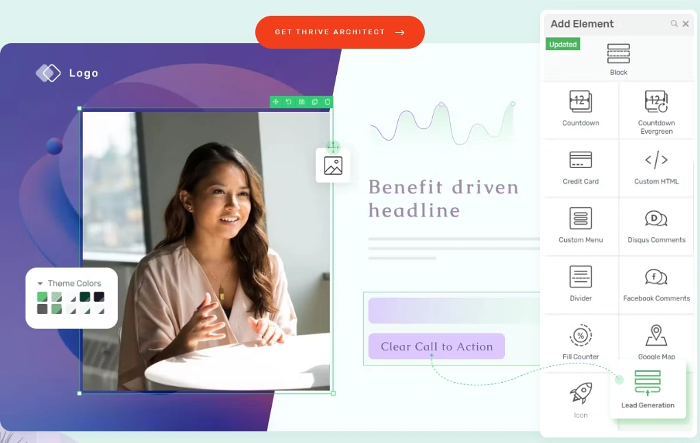 Thrive Architect drag-and-drop editor